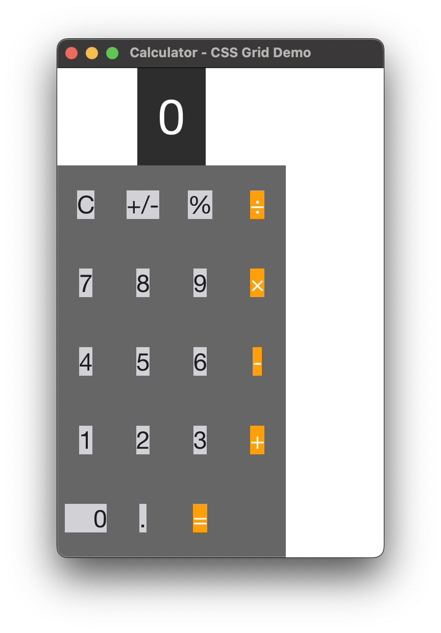 Calculator built with CSS Grid layout