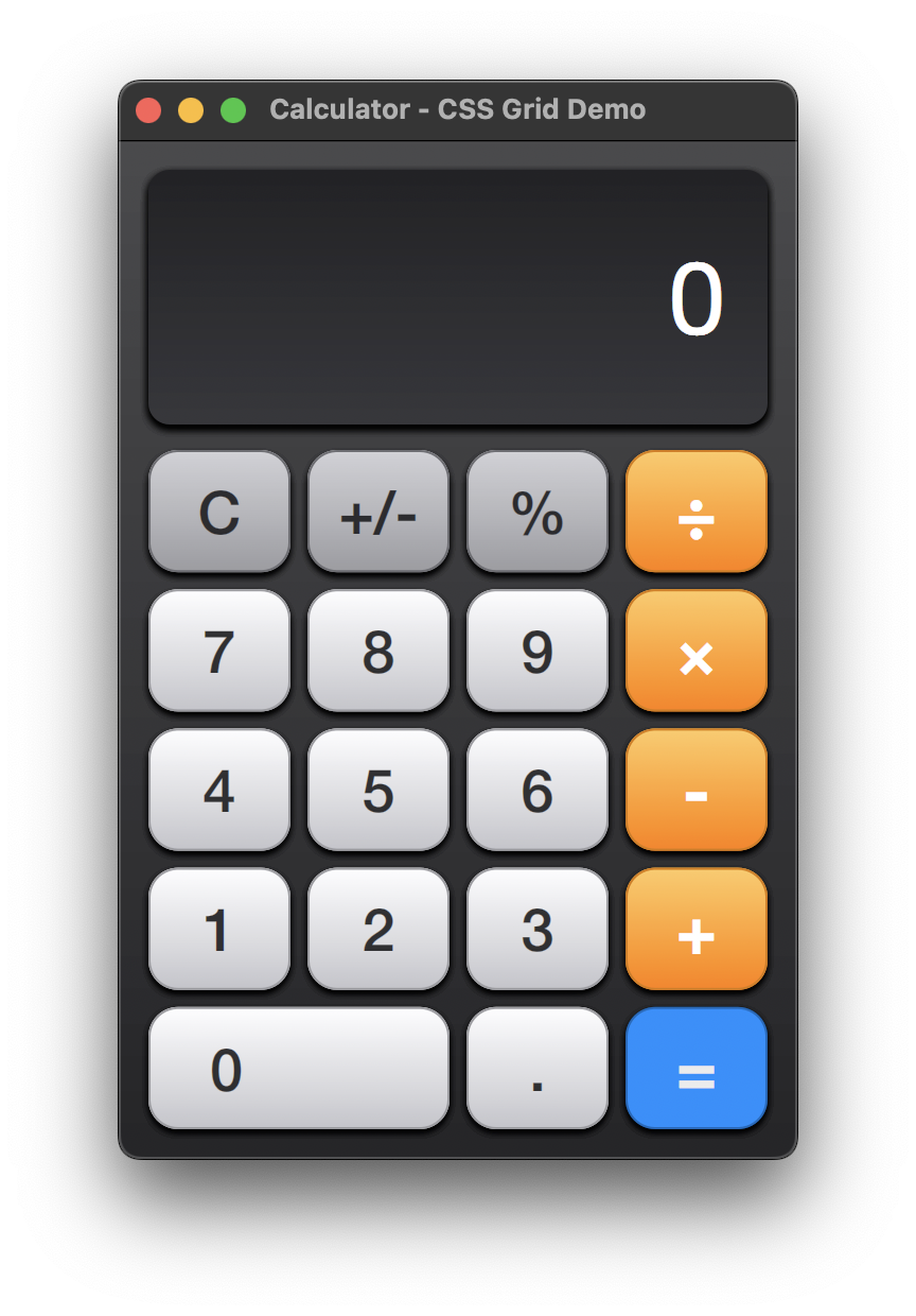 Calculator built with CSS Grid layout