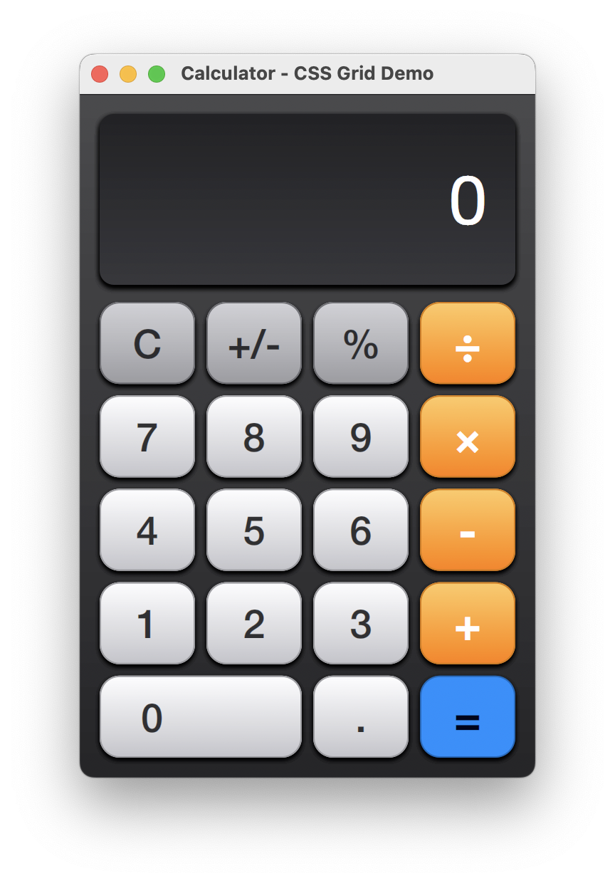 Calculator built with CSS Grid layout