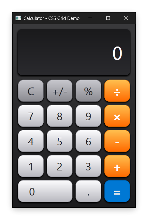 Calculator built with CSS Grid layout